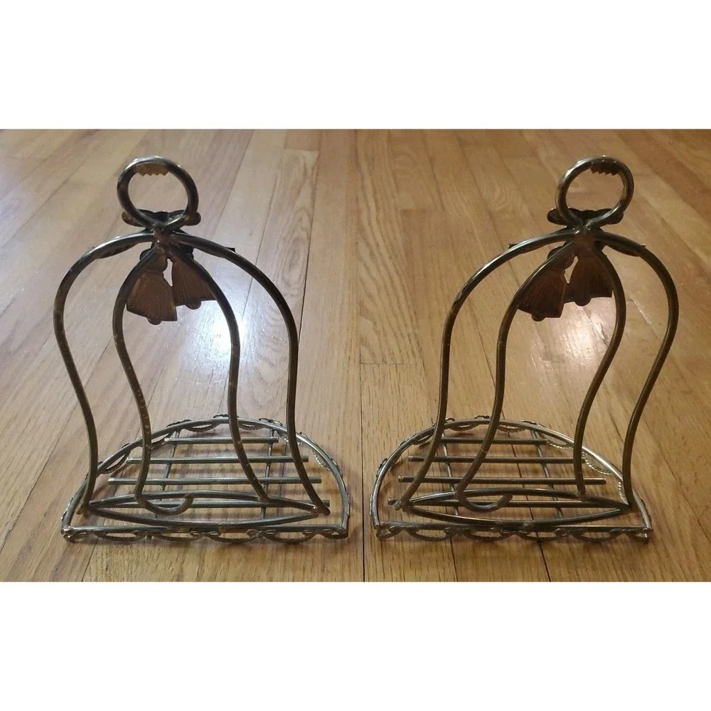 Set Of 2 Bell Shaped Metal Wall Shelf Gold Tone Vtg Home Interiors